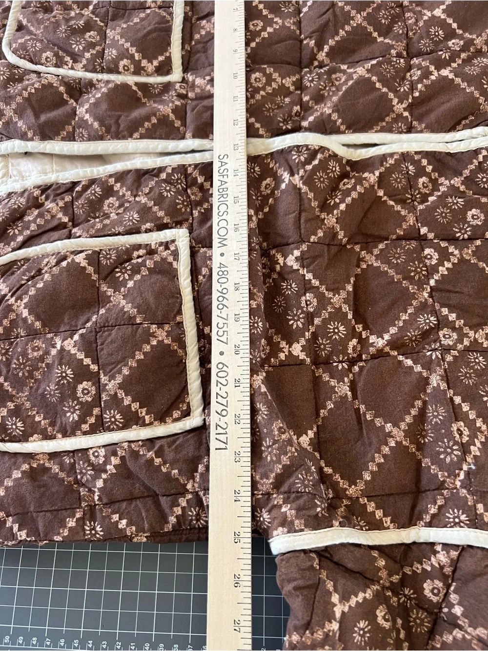 Free People Quilted Brown utility Jacket with Cream Trim - Picture 8 of 10